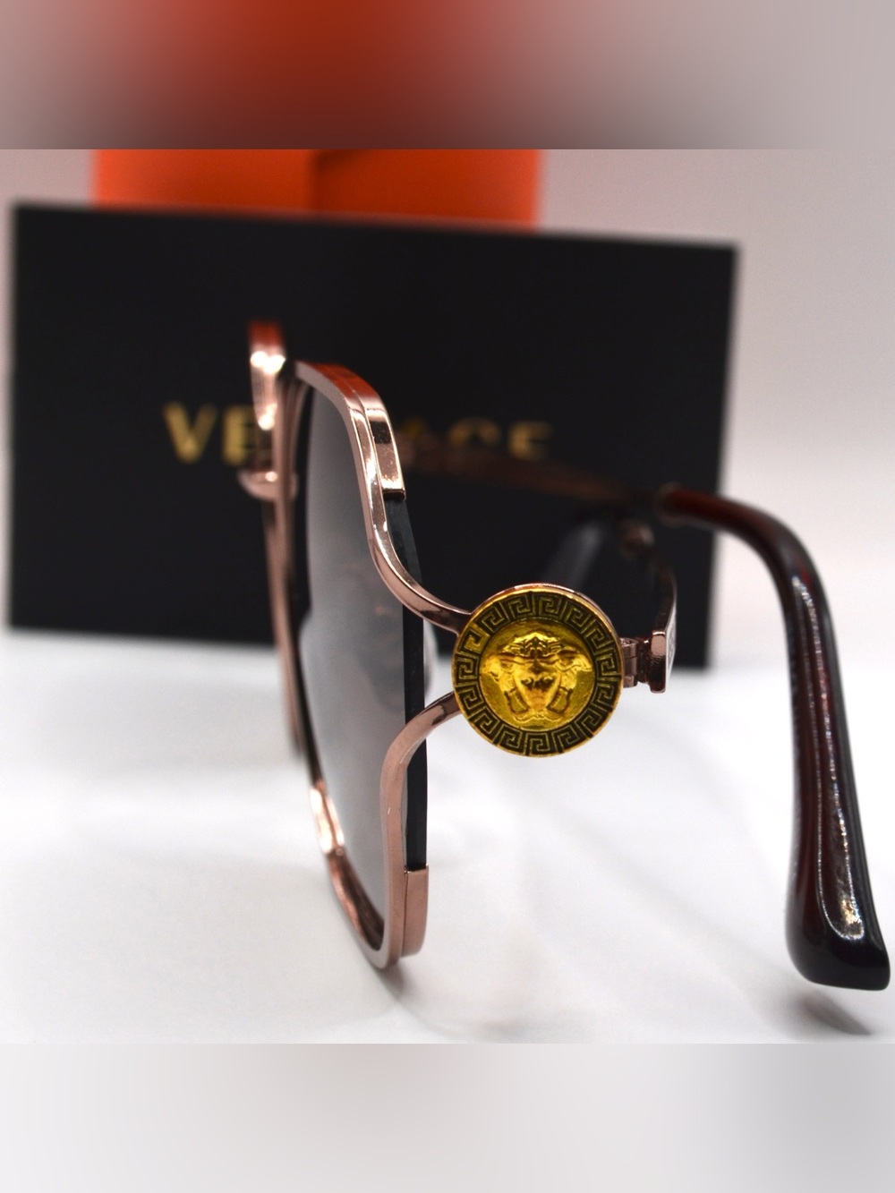 Versace Women’s Sunglasses – Pink Bronze / Brown Gradient – New – 55-20-140 - Picture 6 of 16